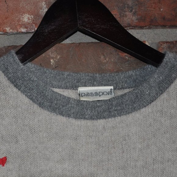 Passport Lambs Wool Angora Blend Tunic Knit Sweater Dress Hearts Seal W/ Halo 42 - Picture 7 of 9